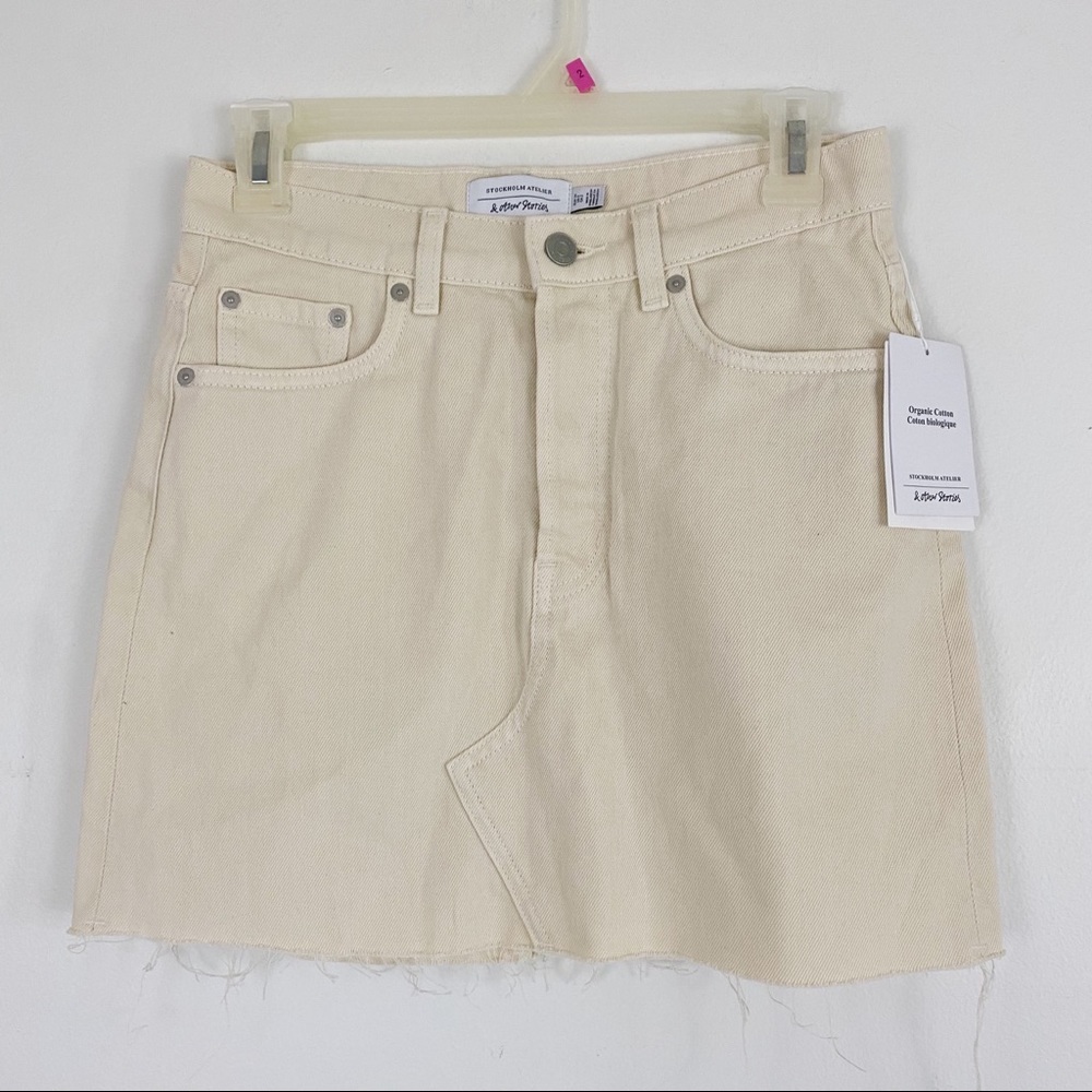 & OTHER STORIES cream denim mini skirt
